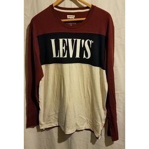 Levi's Henley Shirt Mens Size‎ Large Red/White/Blue Pullover
